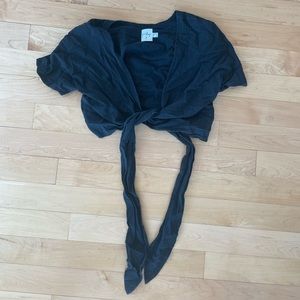 Princess Polly Black Tie Front Crop Top